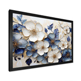 Blue And Gold Minimalism Violets - Floral Canvas Wall Art