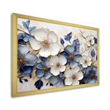 Blue And Gold Minimalism Violets - Floral Canvas Wall Art