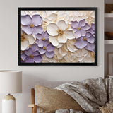 Purple And White Minimalism Violets - Floral Canvas Wall Art