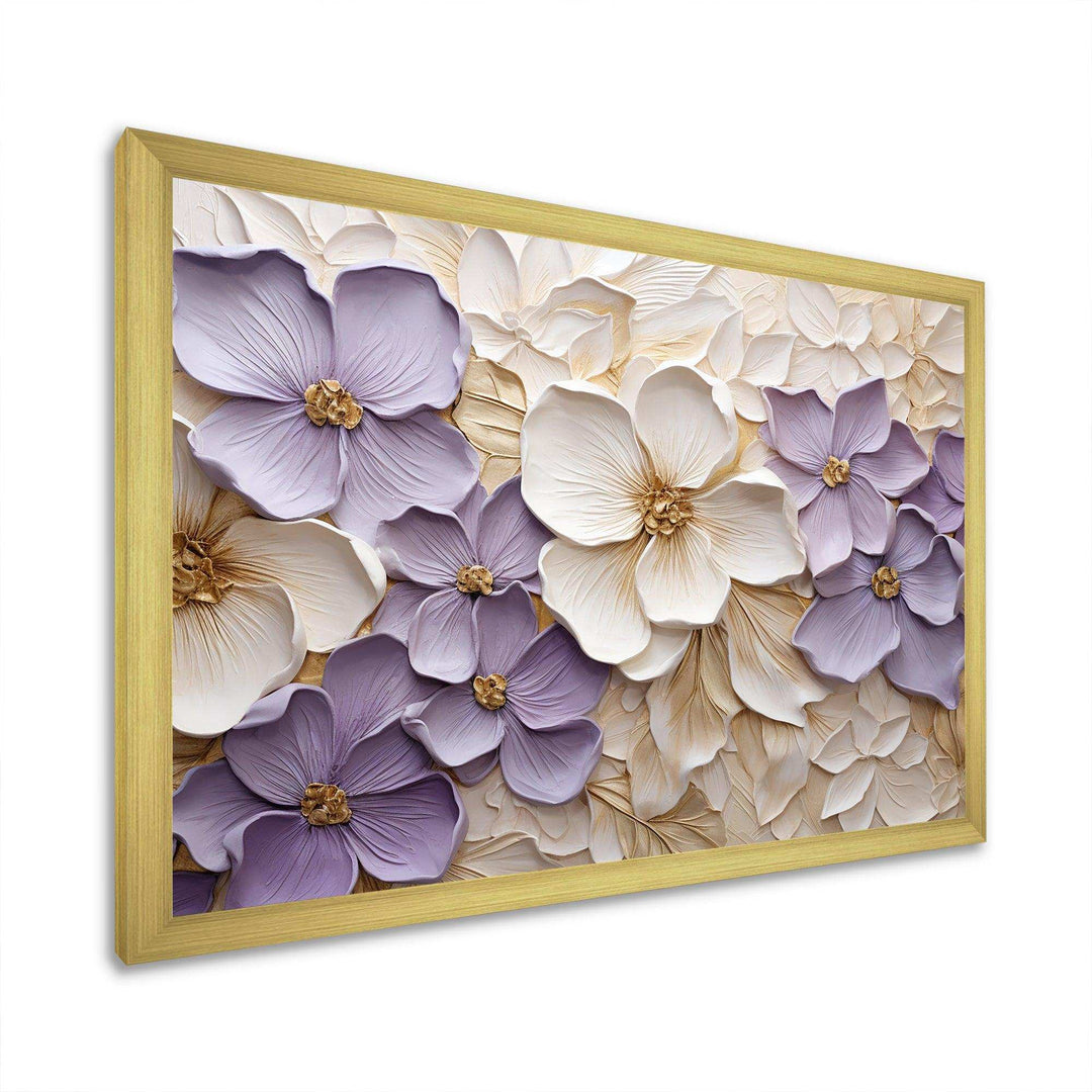 Purple And White Minimalism Violets - Floral Canvas Wall Art