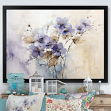 Beige And Purple Adorned Violets - Floral Canvas Wall Art