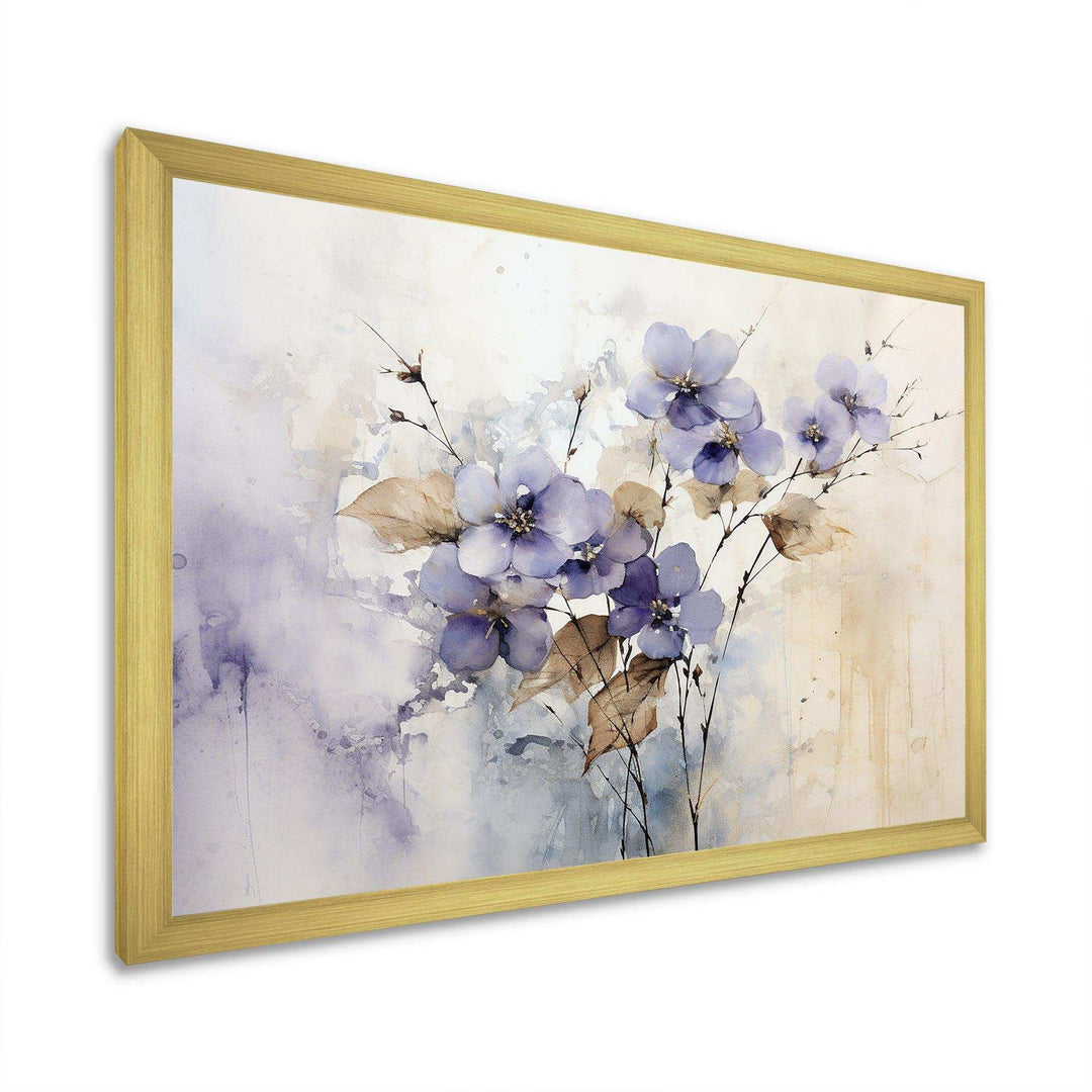 Beige And Purple Adorned Violets - Floral Canvas Wall Art