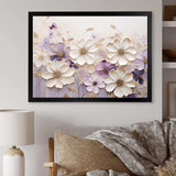 Beige And Purple Adorned Violets I - Floral Canvas Wall Art