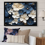 Blue And White Adorned Violets - Floral Canvas Wall Art