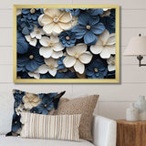 Blue And White Adorned Violets - Floral Canvas Wall Art