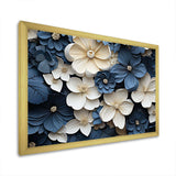 Blue And White Adorned Violets - Floral Canvas Wall Art