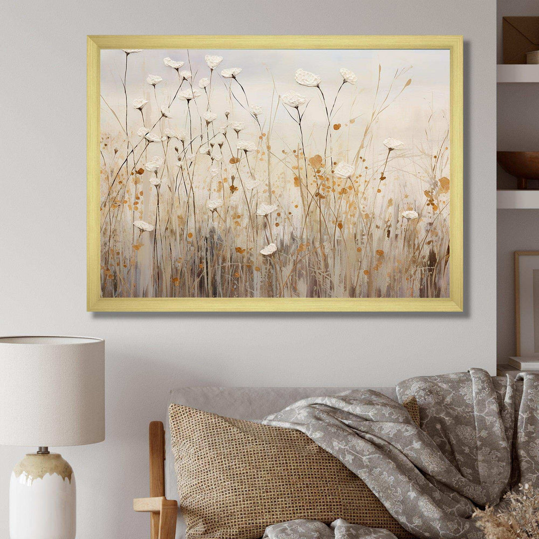 beige Wildflowers Floral Fantasy - Floral Canvas Wall Art