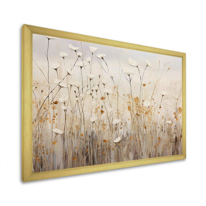 beige Wildflowers Floral Fantasy - Floral Canvas Wall Art