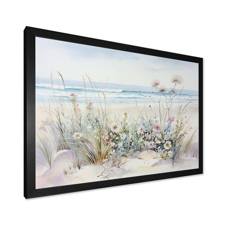 Wildflowers on the beach - Floral Canvas Wall Art