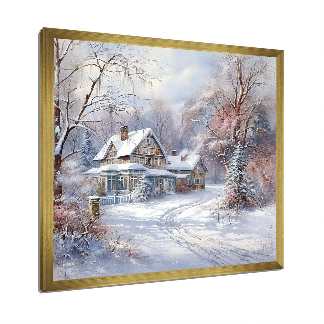 winter charm at country home - Landscapes Canvas Wall Art