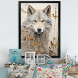 minimalism Beige Wolf expression - Beige Wolf Wall Art