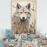 minimalism Beige Wolf expression - Beige Wolf Wall Art