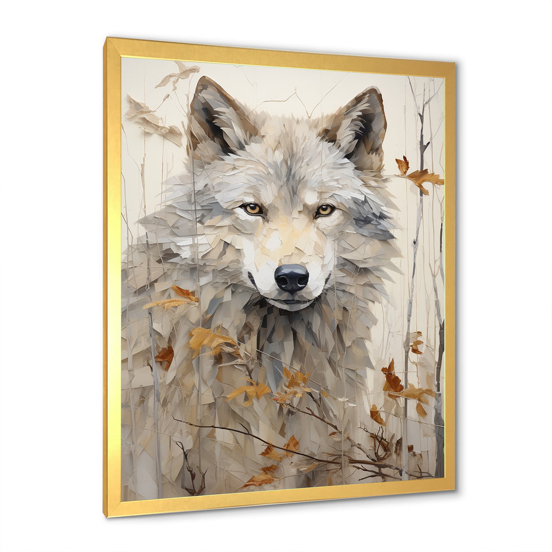 minimalism Beige Wolf expression - Beige Wolf Wall Art