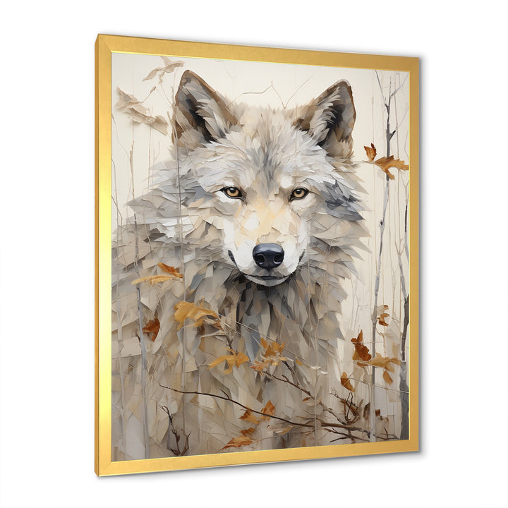 minimalism Beige Wolf expression - Beige Wolf Wall Art