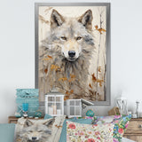 minimalism Beige Wolf expression - Beige Wolf Wall Art