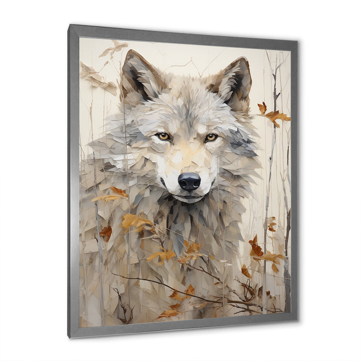 minimalism Beige Wolf expression - Beige Wolf Wall Art