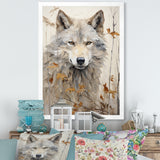 minimalism Beige Wolf expression - Beige Wolf Wall Art