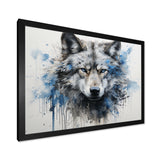 minimalism blue and grey Wolf Expression - Wolf Framed Canvas Art