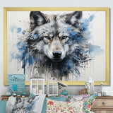 minimalism blue and grey Wolf Expression - Wolf Framed Canvas Art