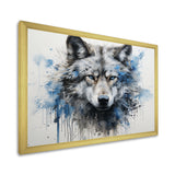 minimalism blue and grey Wolf Expression - Wolf Framed Canvas Art
