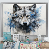 minimalism blue and grey Wolf Expression - Wolf Framed Canvas Art
