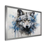 minimalism blue and grey Wolf Expression - Wolf Framed Canvas Art