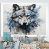 minimalism blue and grey Wolf Expression - Wolf Framed Canvas Art
