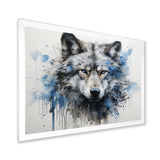 minimalism blue and grey Wolf Expression - Wolf Framed Canvas Art