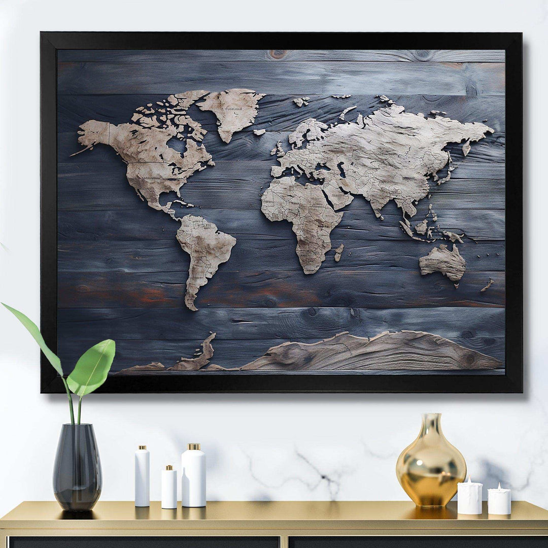 Rustic Routes world map - Map Canvas Wall Art