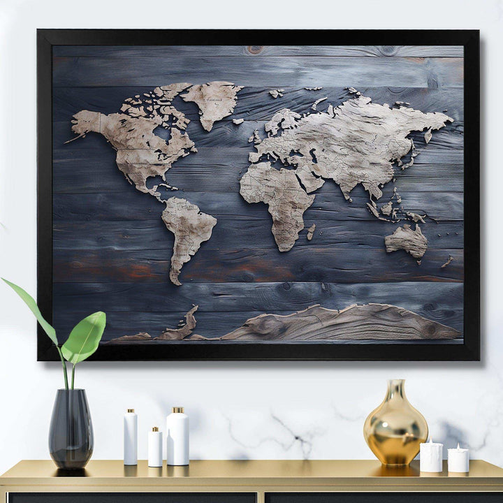 Rustic Routes world map - Map Canvas Wall Art