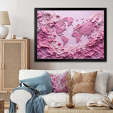 pink Whimsical Waters world map - Map Canvas Wall Art