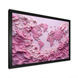 pink Whimsical Waters world map - Map Canvas Wall Art