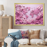 pink Whimsical Waters world map - Map Canvas Wall Art