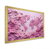 pink Whimsical Waters world map - Map Canvas Wall Art