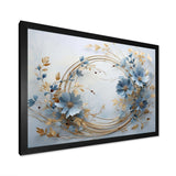 blue and gold Wreath flower - Floral Canvas Wall Art