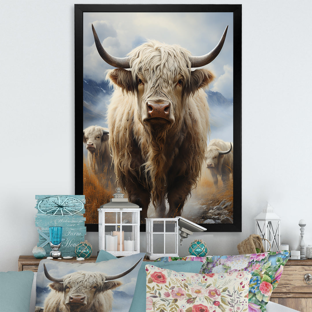Yaks grazing in mountain - Yaks Bedroom Wall Art