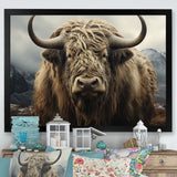 Monochrome Yak Grazing Scene - Yaks Wall Decor