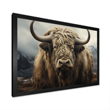 Monochrome Yak Grazing Scene - Yaks Wall Decor
