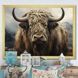 Monochrome Yak Grazing Scene - Yaks Wall Decor