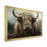 Monochrome Yak Grazing Scene - Yaks Wall Decor