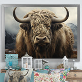 Monochrome Yak Grazing Scene - Yaks Wall Decor