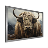 Monochrome Yak Grazing Scene - Yaks Wall Decor