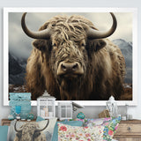 Monochrome Yak Grazing Scene - Yaks Wall Decor