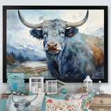blue and grey yak painting - Yaks Wall Art Prints
