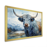 blue and grey yak painting - Yaks Wall Art Prints