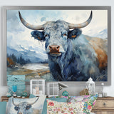 blue and grey yak painting - Yaks Wall Art Prints
