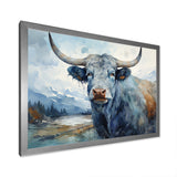 blue and grey yak painting - Yaks Wall Art Prints