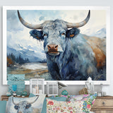 blue and grey yak painting - Yaks Wall Art Prints