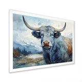 blue and grey yak painting - Yaks Wall Art Prints
