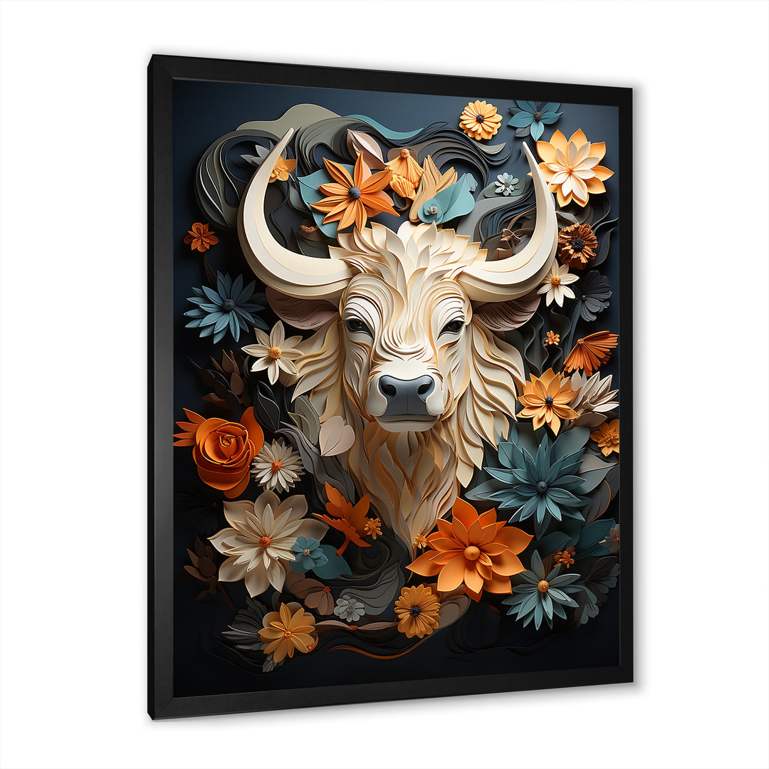 Cubist Herd yak sketch - Beige Yaks Wall Art